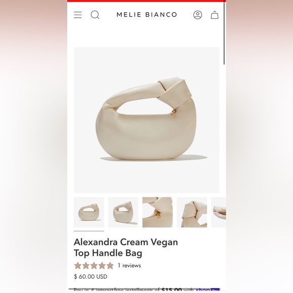 Melie Bianco Alexandra Cream Vegan Top Handle Bag - Picture 4 of 4